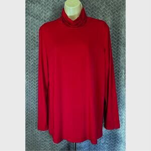 Susan Graver Royal Red Long Sleeve Liquid Knit Mock-Neck Top Comfort Casual